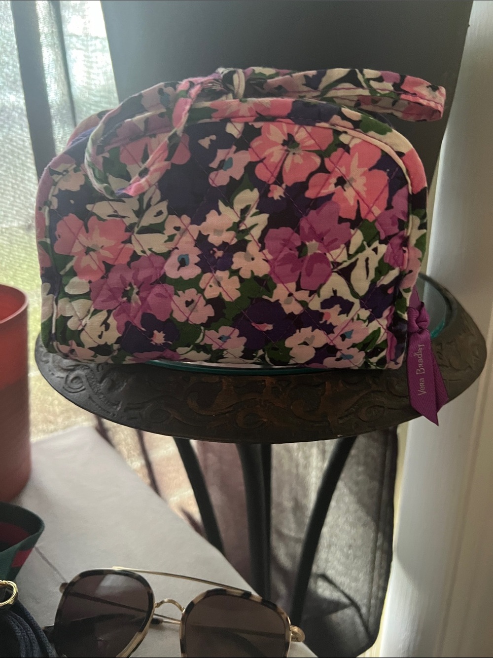 Vera Bradley Quilted Floral Cosmetic Bag in Purple and Pink